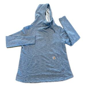 Carhartt Womens Newberry Hoodie Long Sleeve Funnel Neck Pocket Marled Blue Small